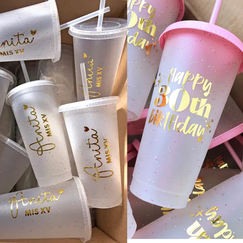 Vasos personalizados con vinil