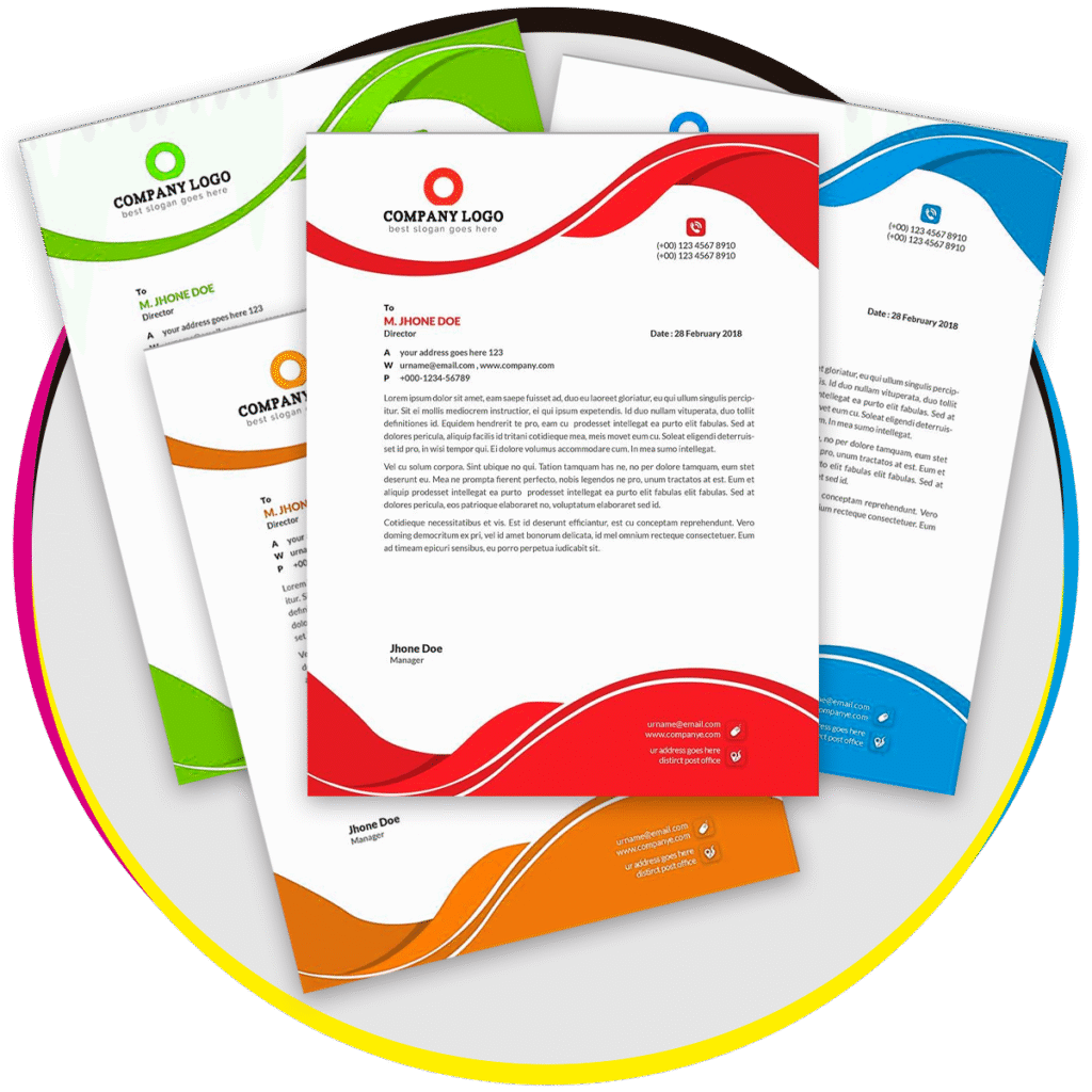 Hojas membretadas impresas para identidad corporativa