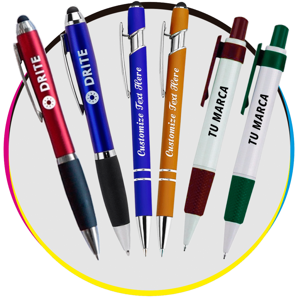 Plumas personalizadas impresas como parte de impresiones para publicidad