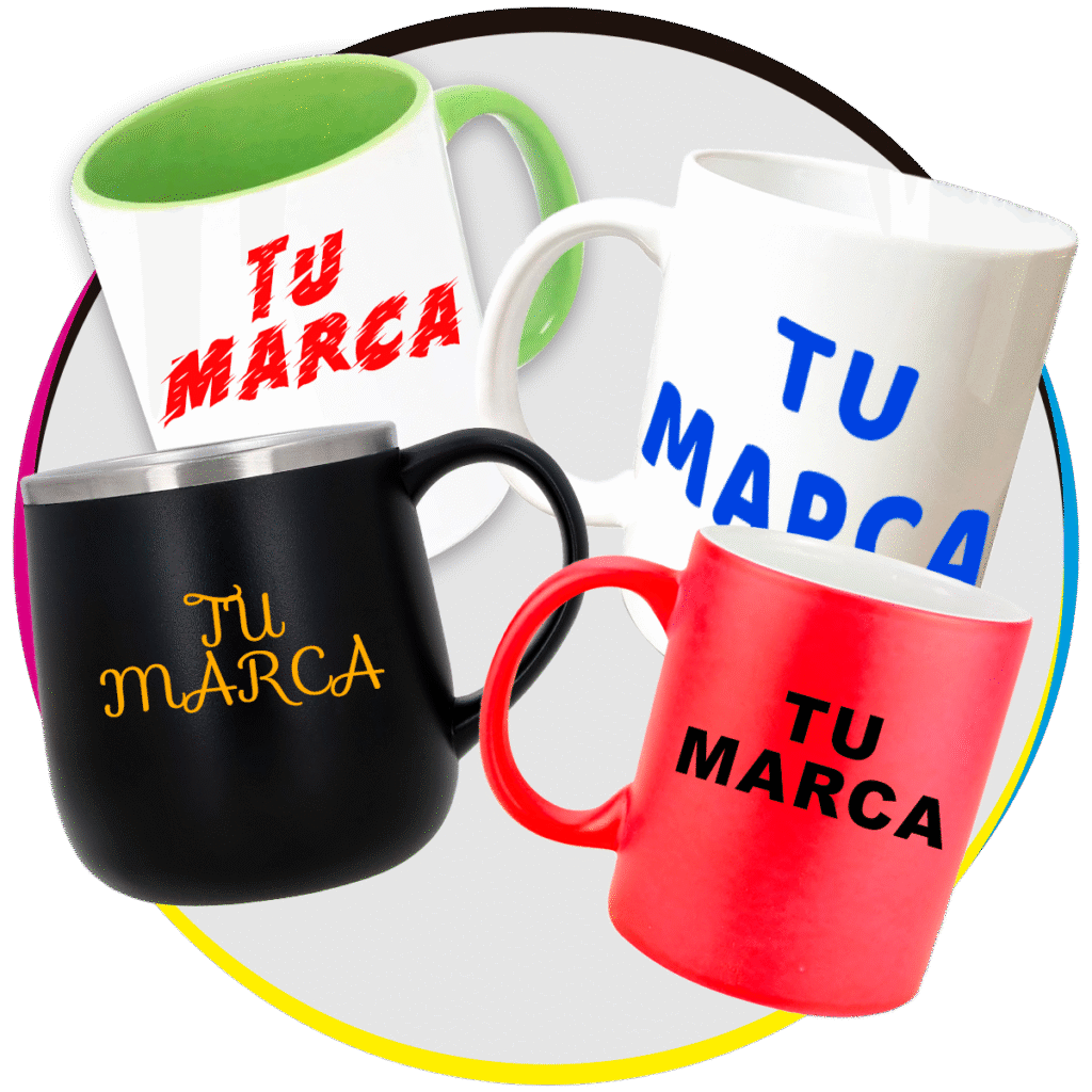 Tazas personalizadas impresas como parte de impresiones para publicidad