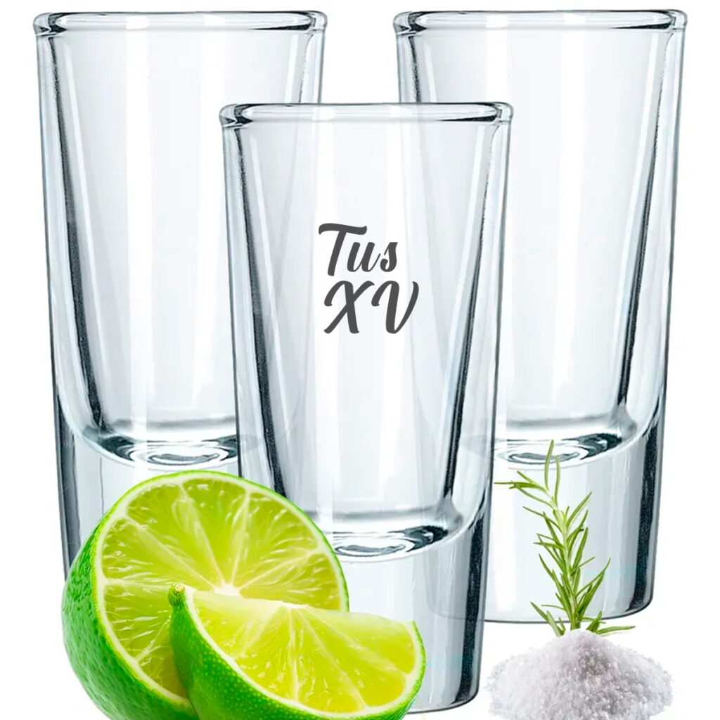 Vasos para XV años personalizados tequileros