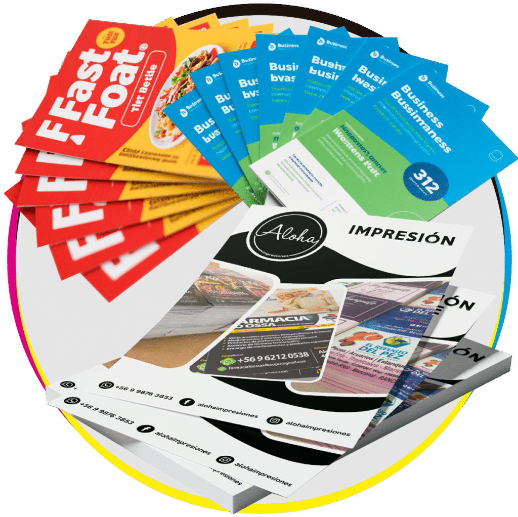 Volantes promocionales impresos como parte de impresiones para publicidad
