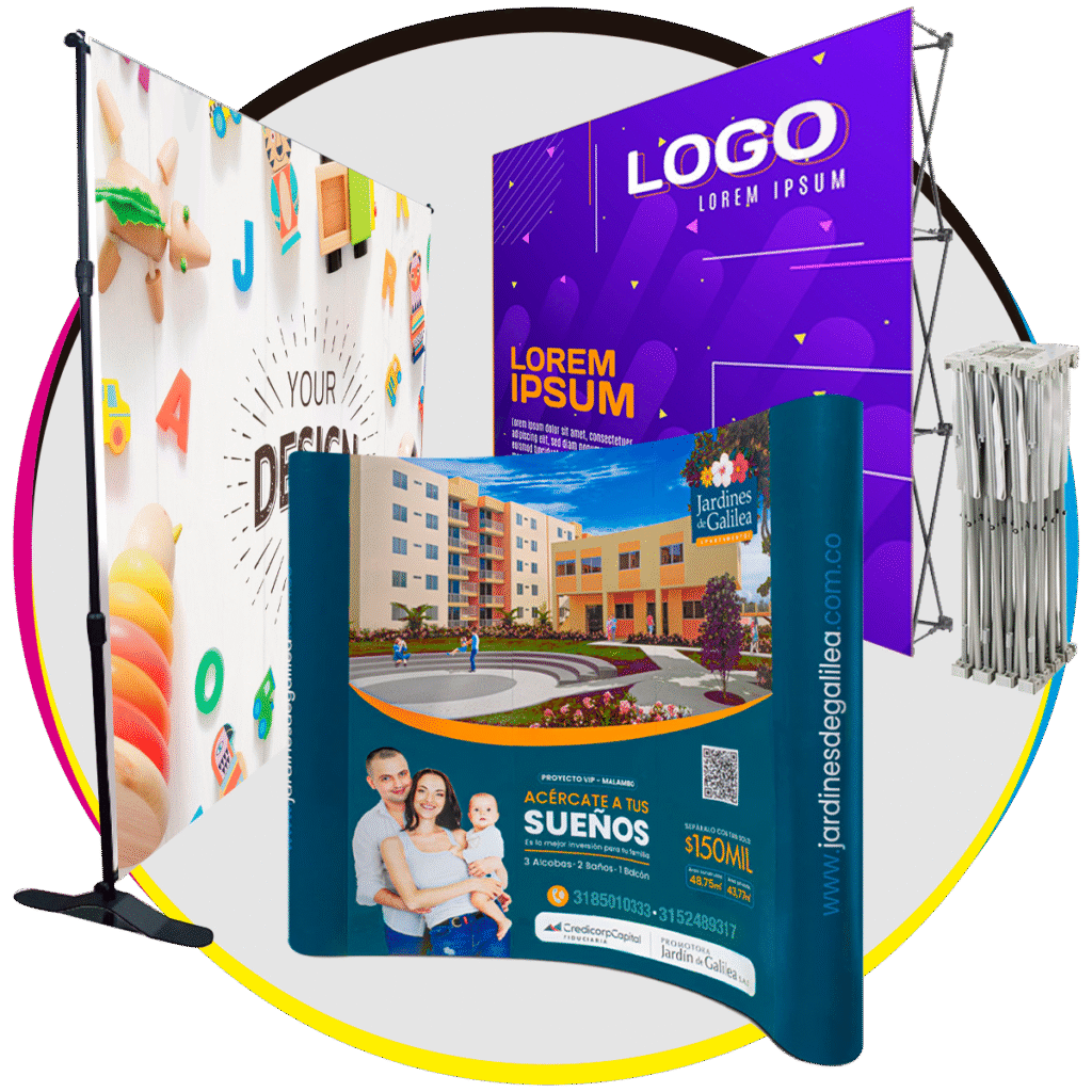 Backings publicitarios impresos como parte de impresiones para publicidad