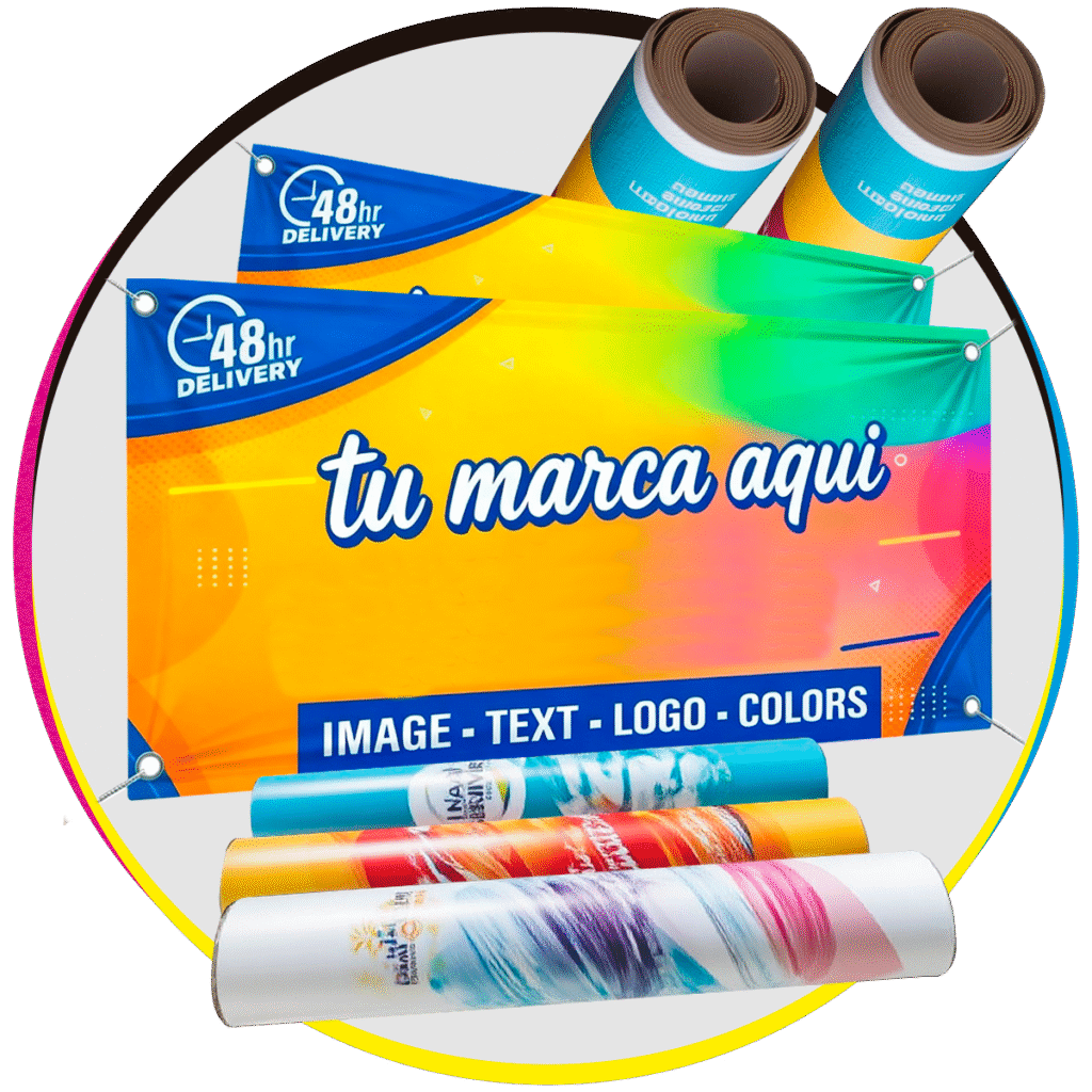 Lonas publicitarias impresas como parte de impresiones para publicidad